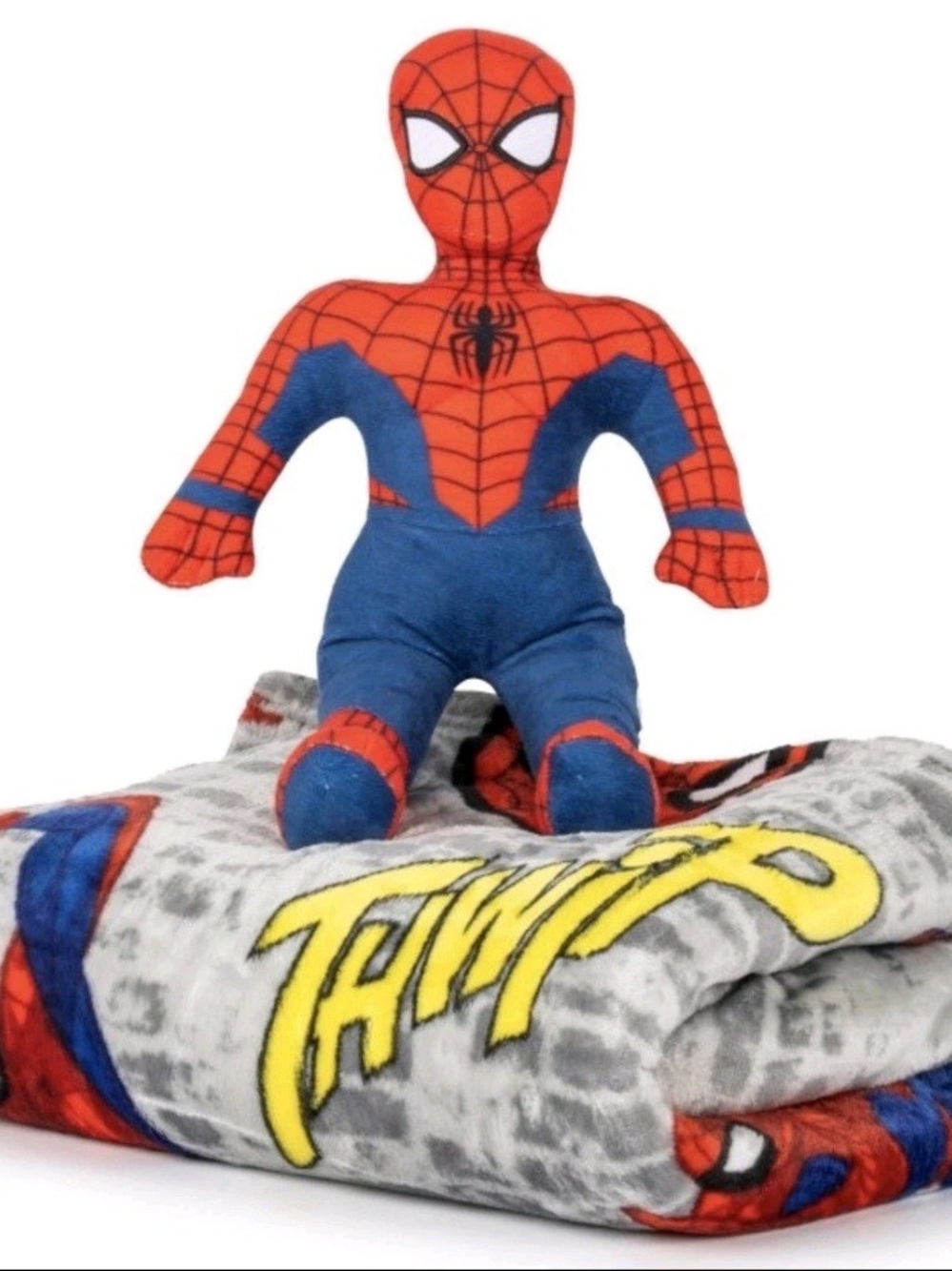 MarvelSpider-Man Blanket & Character Hugger Pillow Soft Touch Throw Set 48" X 58